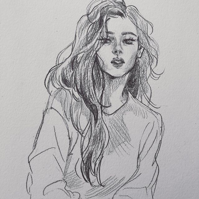 Рисунок девочка в свитере (4)
