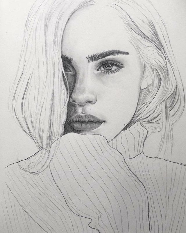 Рисунок девочка в свитере (6)