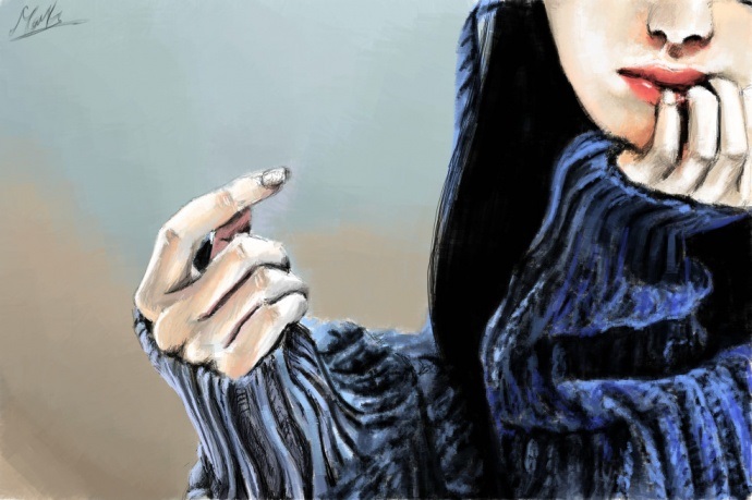 Рисунок девочка в свитере (9)