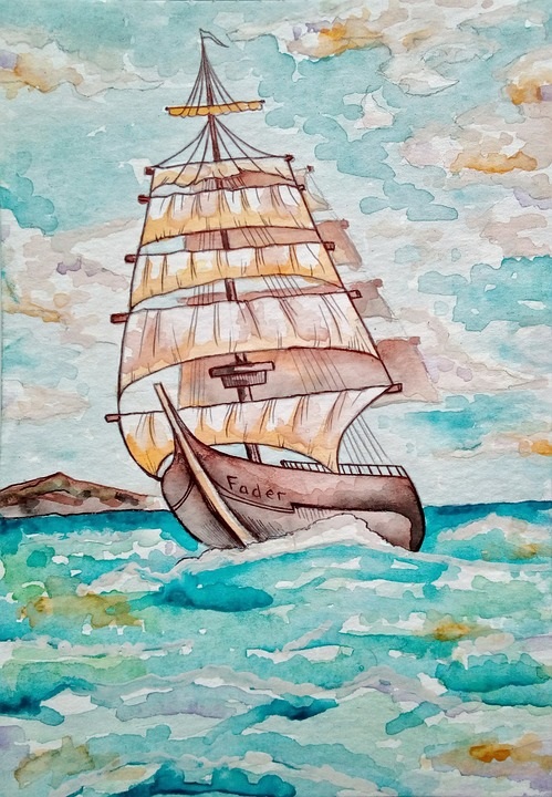 Рисунок море и парусник (17)