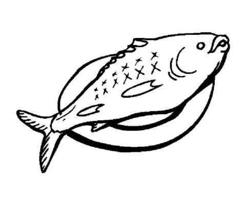 Рисунок рыба на тарелке (15)