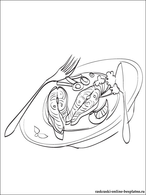 Рисунок рыба на тарелке (2)