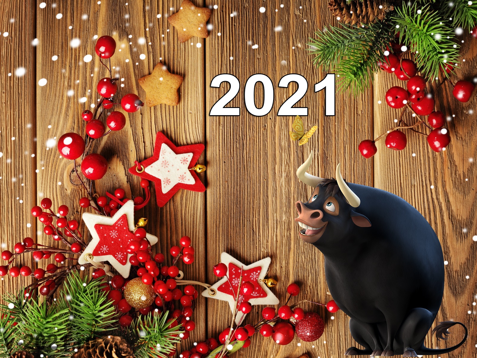Новогодние обои быка на 2021 год   подборка картинок (17)