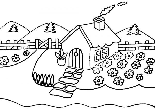 Домик в деревне картинки для детей для рисования (5)