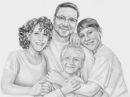 Красивый рисунок семья за столом карандашом (25)