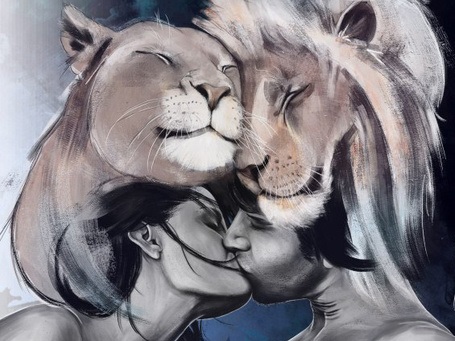 Львица целует льва фото красивые (5)