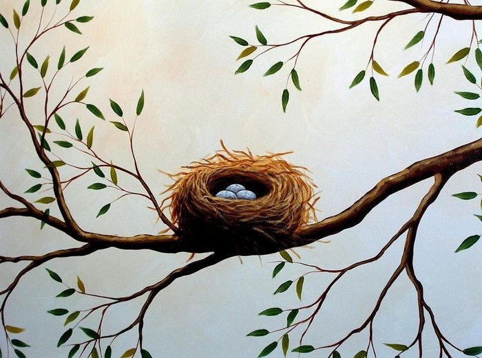 Гнездо на дереве - красивые рисунки для детей (17)