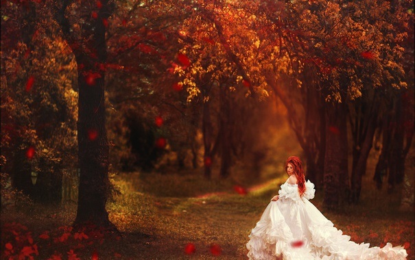 Рыжая девушка и осень - красивые картинки за 2021 год (22)