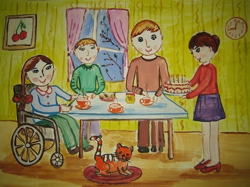 Моя семья за столом рисунок для детей - подборка идей (21)