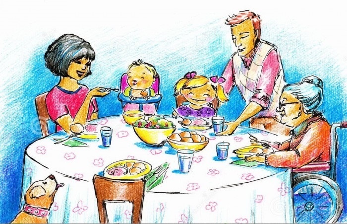 Моя семья за столом рисунок для детей - подборка идей (30)