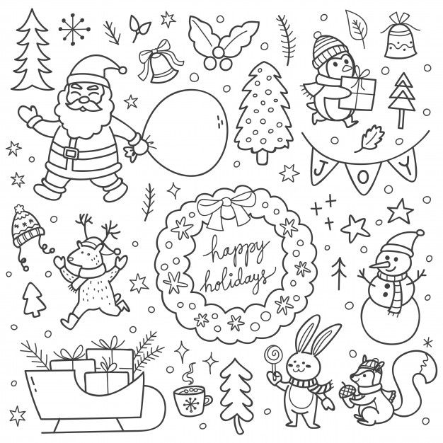 Рождественские и новогодние иллюстрации, рисунки на Новый год 2023 (12)