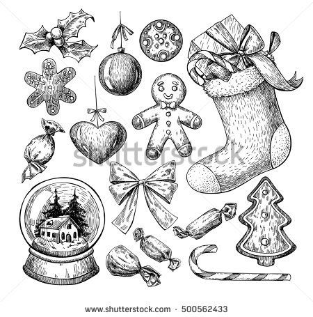Рождественские и новогодние иллюстрации, рисунки на Новый год 2023 (17)