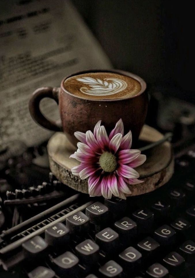 Чашка кофе и цветы на ветках   обои и фото (20)