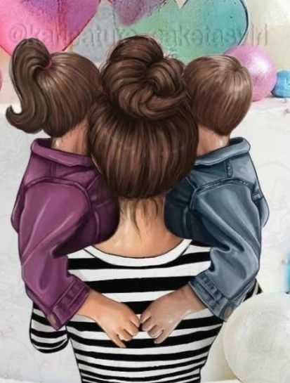 Мама и две дочки рисунки   подборка (25)