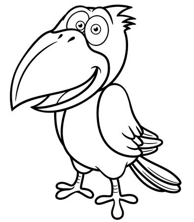 Милый рисунок вороны для детей карандашом (4)
