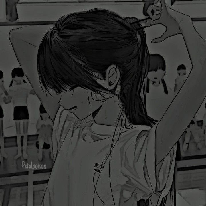 Черно-белые аниме картинки девушек (19)