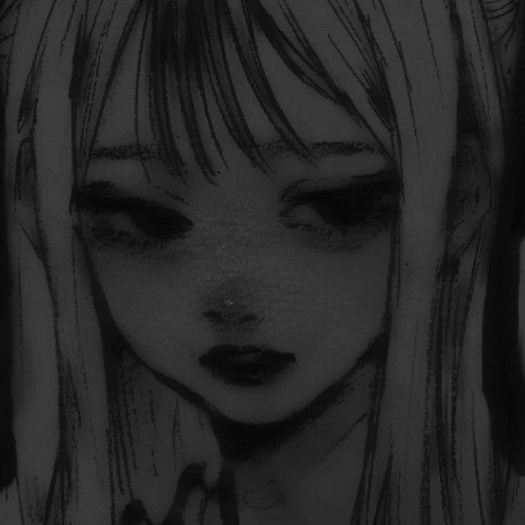 Черно-белые аниме картинки девушек (24)