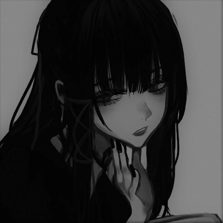 Черно-белые аниме картинки девушек (34)