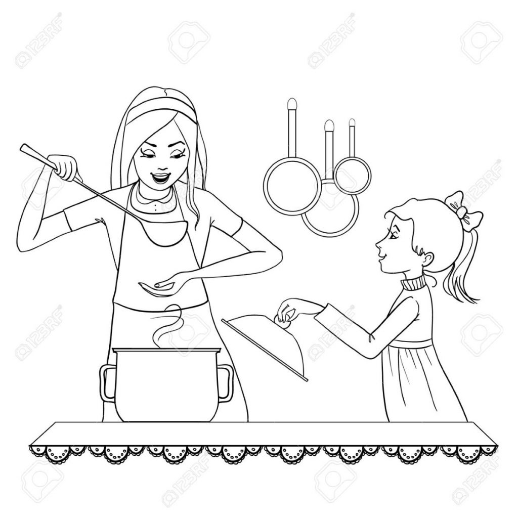 Как я помогаю маме - рисунок для детей (8)