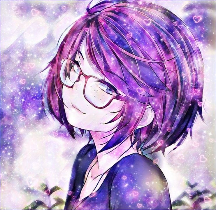 Красивый рисунок девушки с фиолетовыми волосами (11)