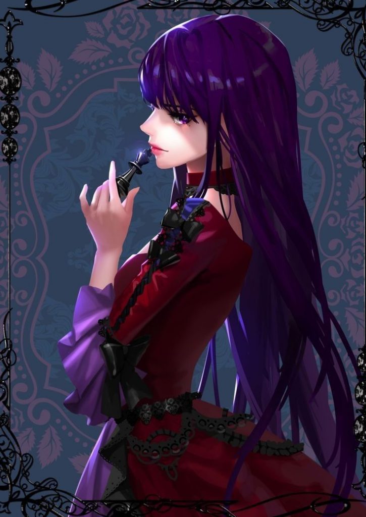 Красивый рисунок девушки с фиолетовыми волосами (20)