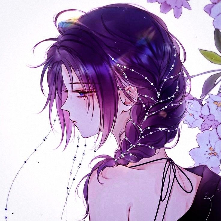 Красивый рисунок девушки с фиолетовыми волосами (21)