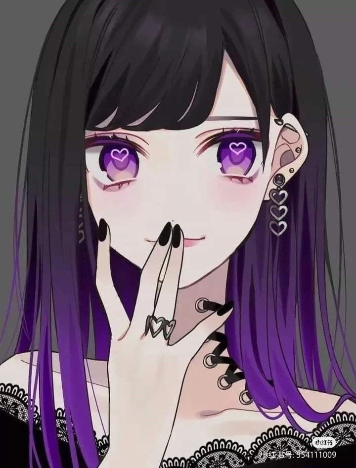 Красивый рисунок девушки с фиолетовыми волосами (23)