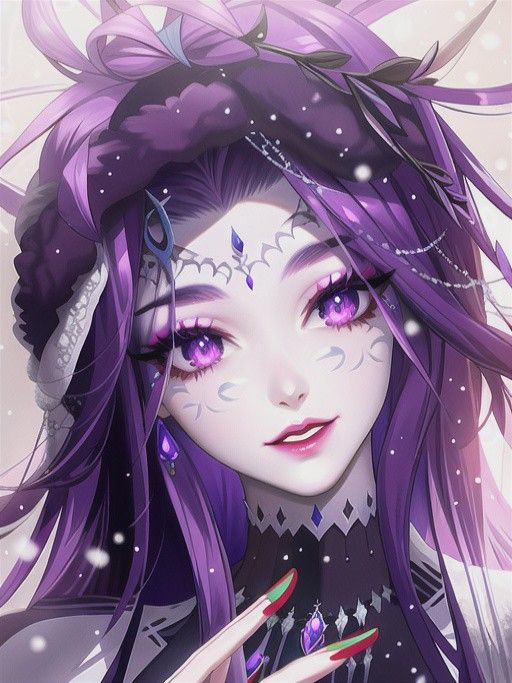 Красивый рисунок девушки с фиолетовыми волосами (26)
