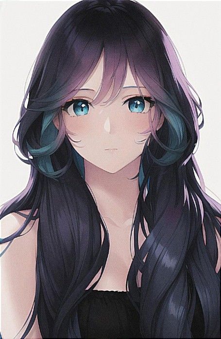 Красивый рисунок девушки с фиолетовыми волосами (30)