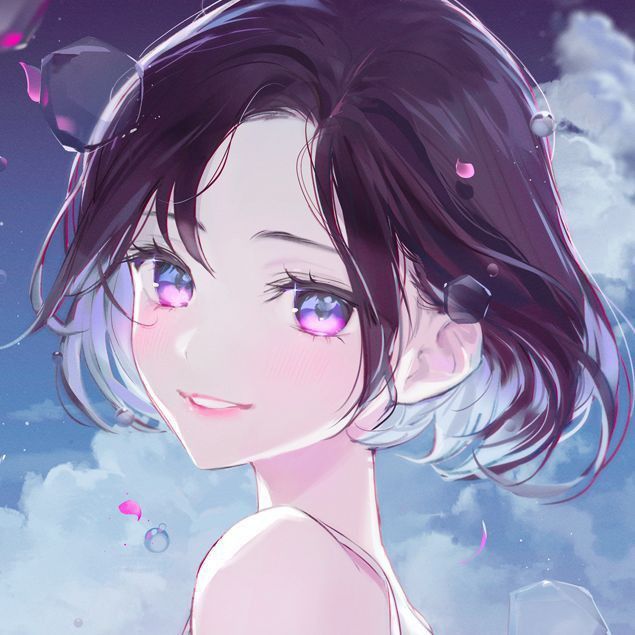 Красивый рисунок девушки с фиолетовыми волосами (31)