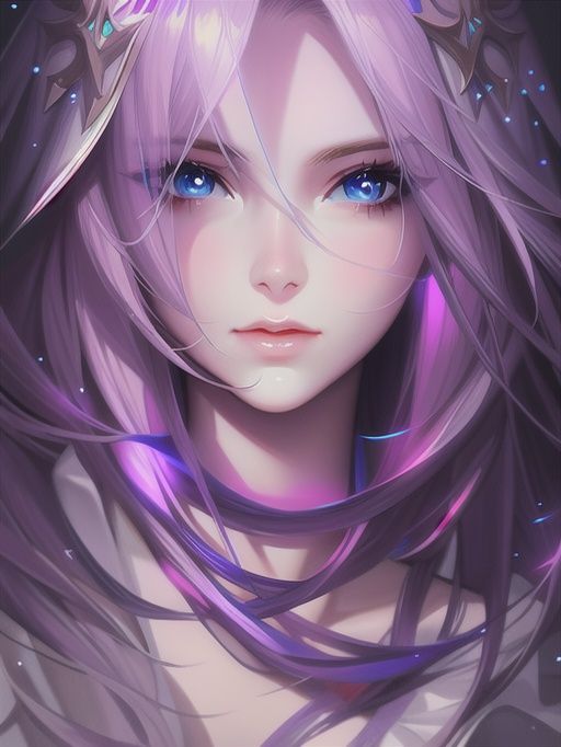 Красивый рисунок девушки с фиолетовыми волосами (36)