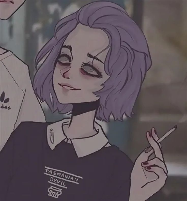 Красивый рисунок девушки с фиолетовыми волосами (37)