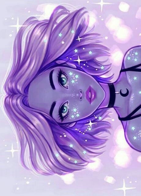 Красивый рисунок девушки с фиолетовыми волосами (38)