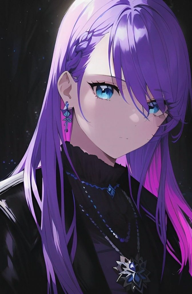 Красивый рисунок девушки с фиолетовыми волосами (8)