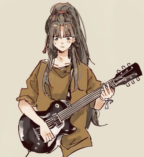 Лучшие аниме картинки девушки с гитарой фото (4)
