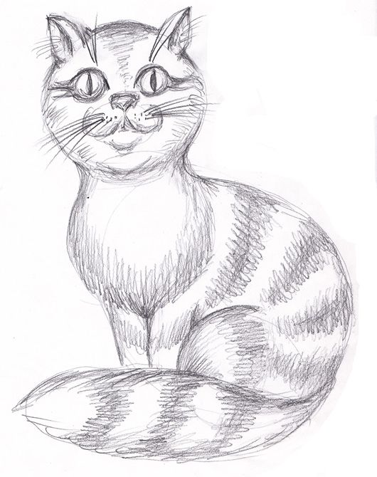 Милые рисунки котят для срисовки карандашом (15)