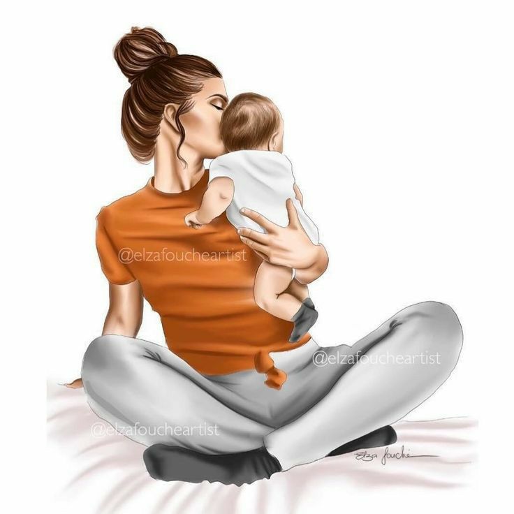 Нарисованная картинка мама и дочка для детей (7)