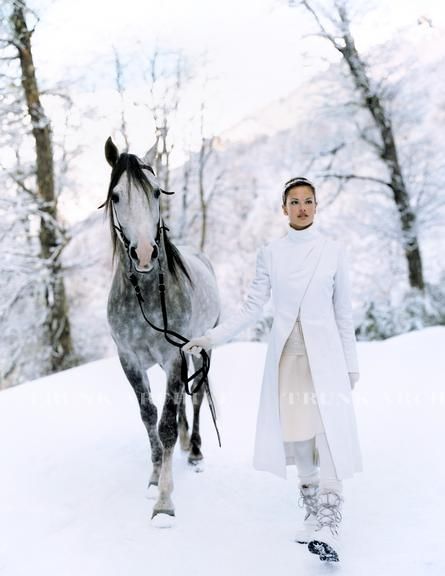 Интересные фото девушки на лошади зимой (26)