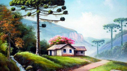 Красивые картины с домами и природой (38)