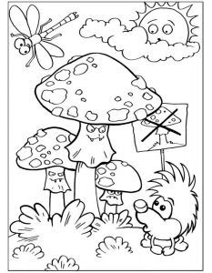 Прикольные картинки грибочки для детей раскраски (13)