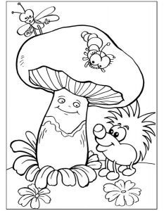 Прикольные картинки грибочки для детей раскраски (18)
