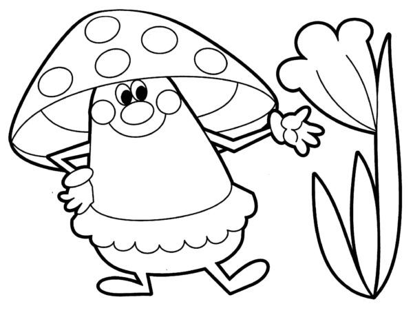 Прикольные картинки грибочки для детей раскраски (7)