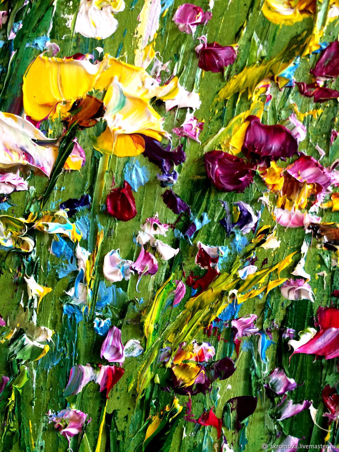 Рисунок карандашом поле с цветами (11)