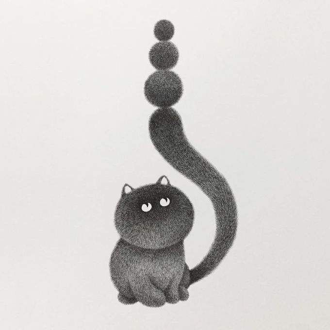 Прикольные картинки котов карандашом для срисовки (20)