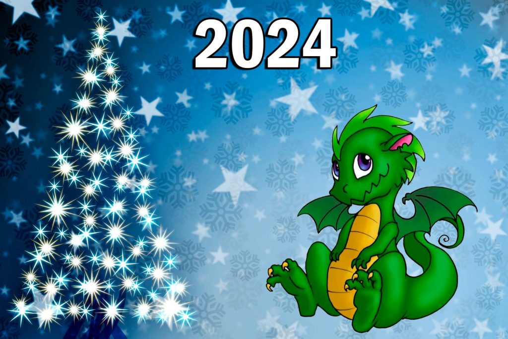 Открытки с Новым Годом 2024 Зеленого Дракона (12)