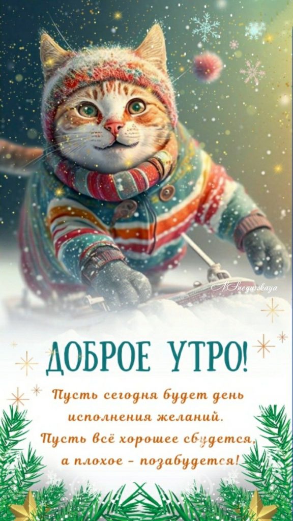 Желаю большой удачи на снежное утро зимы январь - открытки 2024 (19)