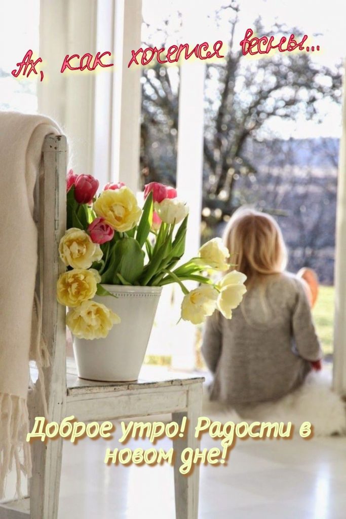 Открытки с цветочными мотивами и нежным пожеланием Доброго весеннего утра (15)